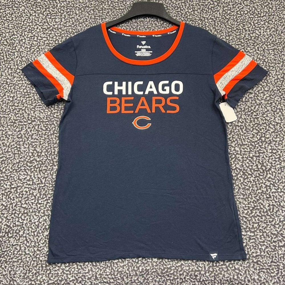 Chicago Bears Shirt Women Medium Blue Fanatics Short Sleeve Crew Neck New M